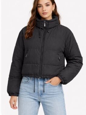 Eddie Bauer Vintage 90’s Goose Down Cropped Black Puffer Jacket